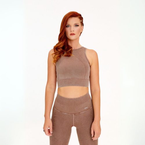 Bronzbarna anyagában mintázott crop top