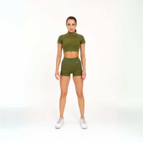 Ribbed shaping shorts in teal green