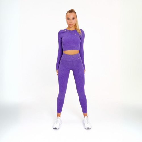 Ribbed shapewear dark violet long pants